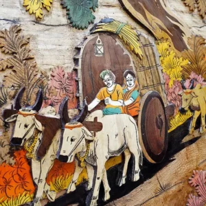 96" Essence of Village Life | Rosewood 3D Panel with Inlay Work